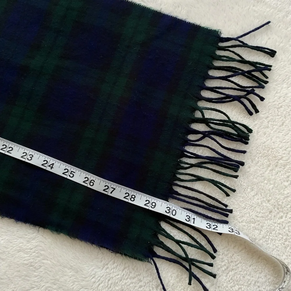 Vintage Christian Dior Monsieur Black Watch Plaid Cashmaire Scarf Made England